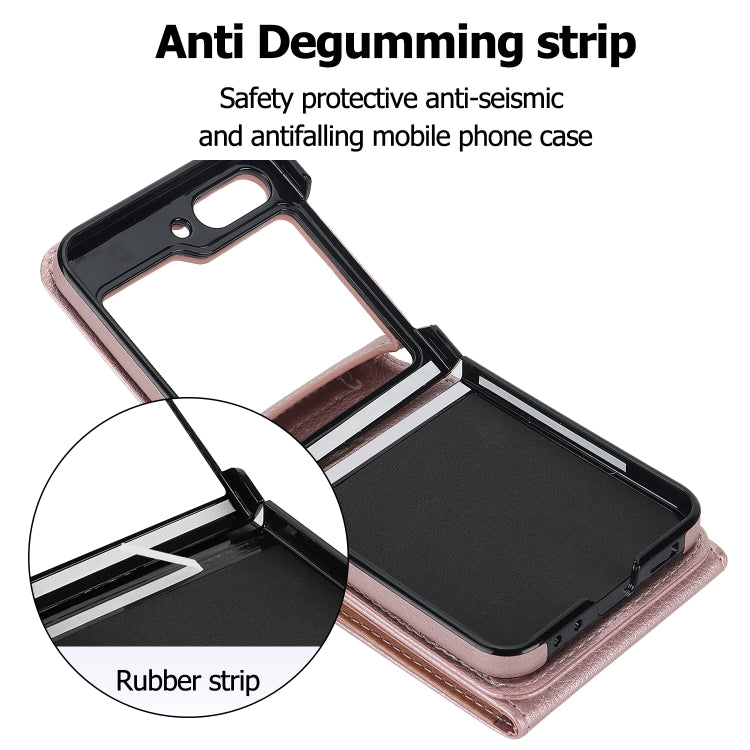 For Samsung Galaxy Z Flip6 / Flip7 FE Litchi Texture RFID Card Slot Phone Case with Ring Holder