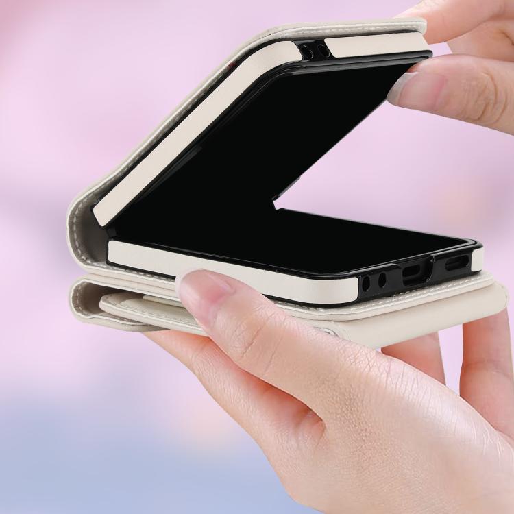 For Samsung Galaxy Z Flip7 5G Litchi Texture RFID Card Slot Phone Case with Ring Holder