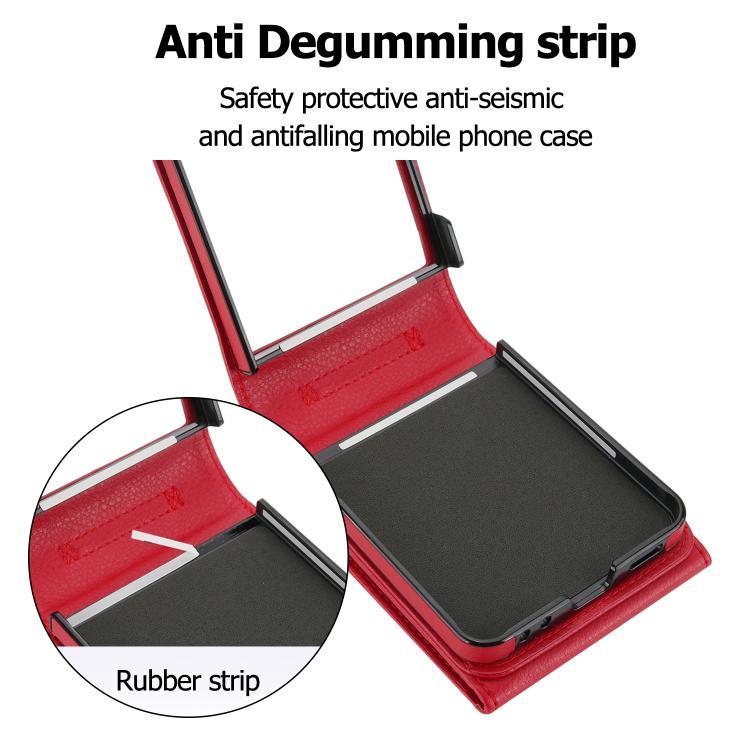 For Samsung Galaxy Z Flip7 5G Litchi Texture RFID Card Slot Phone Case with Ring Holder