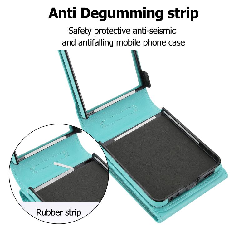For Samsung Galaxy Z Flip7 5G Litchi Texture RFID Card Slot Phone Case with Ring Holder