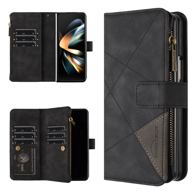 For Samsung Galaxy Z Fold4 Rhombus Texture Zipper Wallet Leather Phone Case