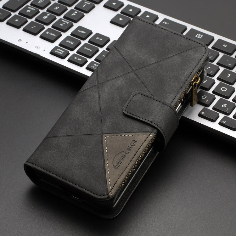 For Samsung Galaxy Z Fold4 Rhombus Texture Zipper Wallet Leather Phone Case