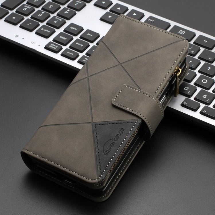 For Samsung Galaxy Z Fold4 Rhombus Texture Zipper Wallet Leather Phone Case
