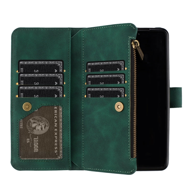 For Samsung Galaxy Z Fold4 Rhombus Texture Zipper Wallet Leather Phone Case