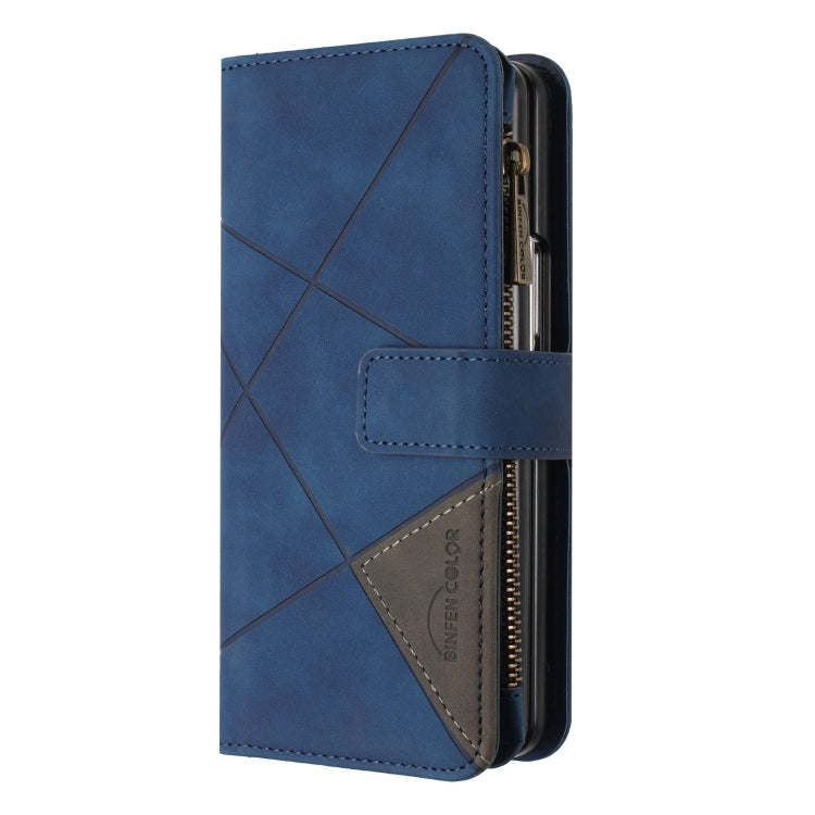 For Samsung Galaxy Z Fold4 Rhombus Texture Zipper Wallet Leather Phone Case