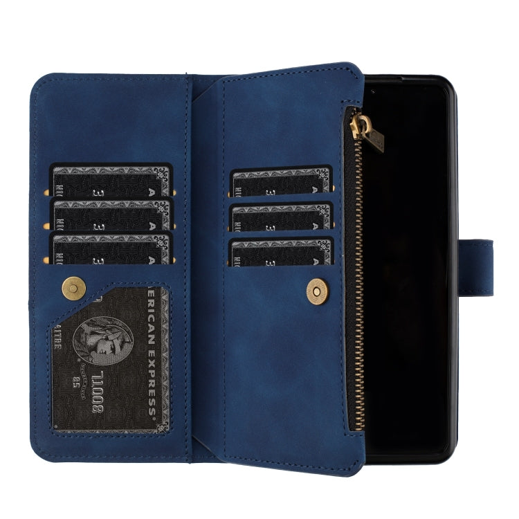 For Samsung Galaxy Z Fold4 Rhombus Texture Zipper Wallet Leather Phone Case
