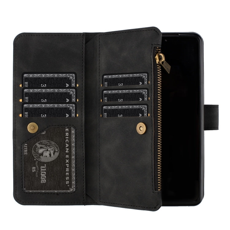 For Samsung Galaxy Z Fold5 Rhombus Texture Zipper Wallet Leather Phone Case