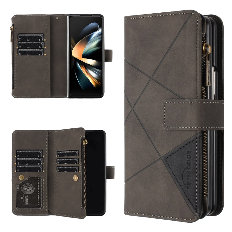 For Samsung Galaxy Z Fold5 Rhombus Texture Zipper Wallet Leather Phone Case