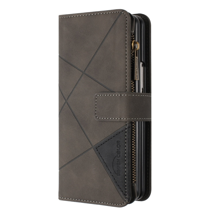 For Samsung Galaxy Z Fold5 Rhombus Texture Zipper Wallet Leather Phone Case