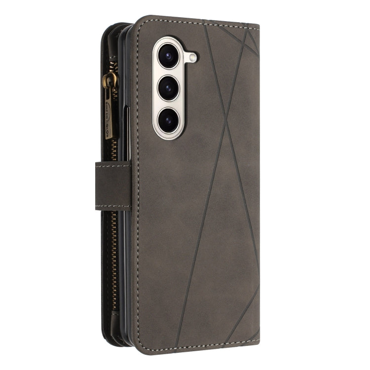 For Samsung Galaxy Z Fold5 Rhombus Texture Zipper Wallet Leather Phone Case