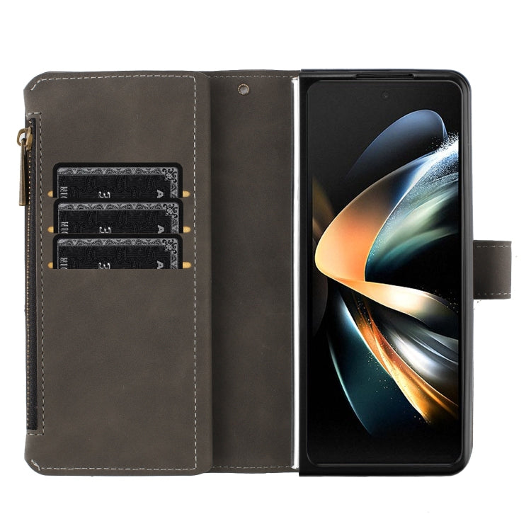 For Samsung Galaxy Z Fold5 Rhombus Texture Zipper Wallet Leather Phone Case
