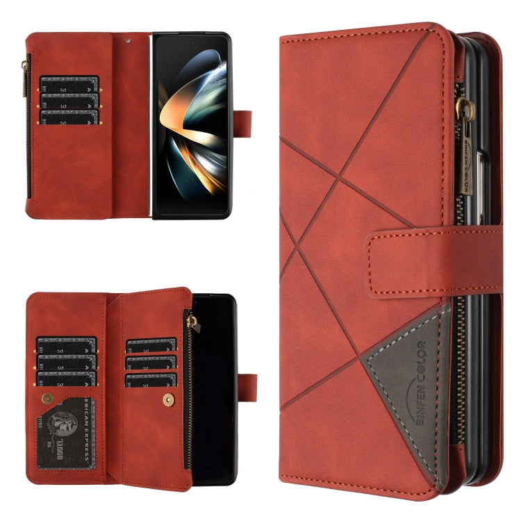 For Samsung Galaxy Z Fold5 Rhombus Texture Zipper Wallet Leather Phone Case
