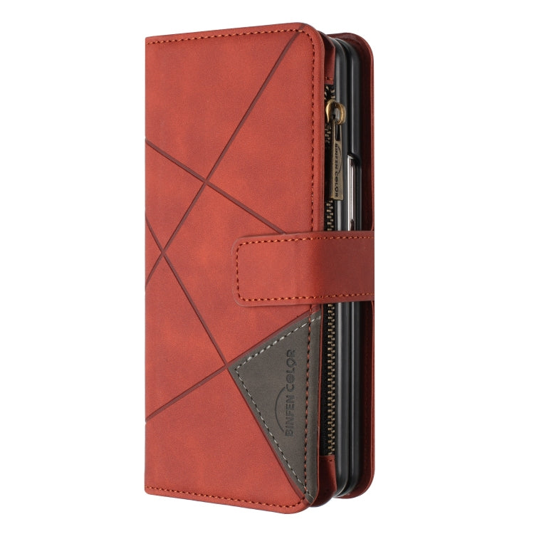 For Samsung Galaxy Z Fold5 Rhombus Texture Zipper Wallet Leather Phone Case