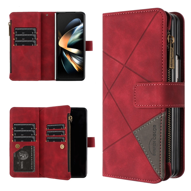 For Samsung Galaxy Z Fold5 Rhombus Texture Zipper Wallet Leather Phone Case