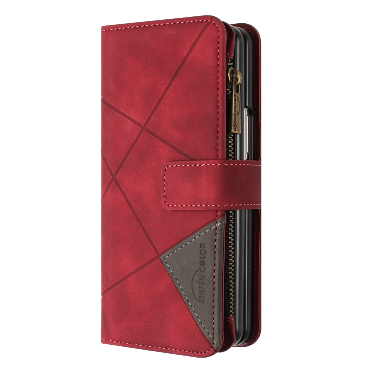 For Samsung Galaxy Z Fold5 Rhombus Texture Zipper Wallet Leather Phone Case
