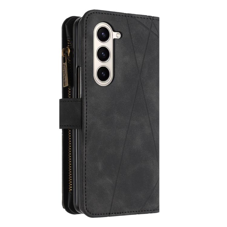 For Samsung Galaxy Z Fold7 Rhombus Texture Zipper Wallet Leather Phone Case