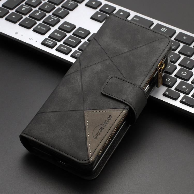 For Samsung Galaxy Z Fold7 Rhombus Texture Zipper Wallet Leather Phone Case