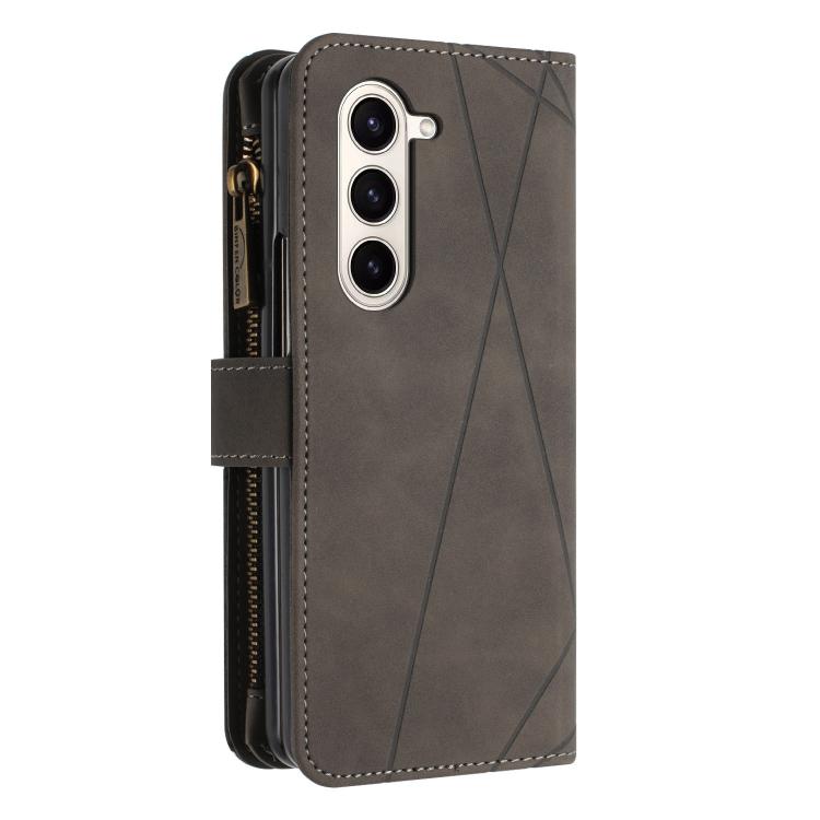 For Samsung Galaxy Z Fold7 Rhombus Texture Zipper Wallet Leather Phone Case
