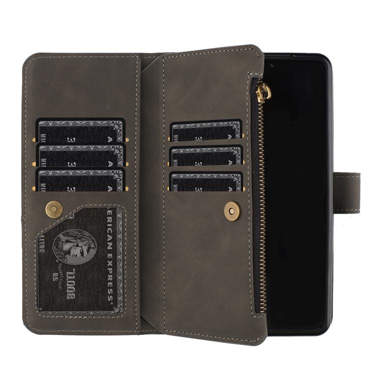 For Samsung Galaxy Z Fold7 Rhombus Texture Zipper Wallet Leather Phone Case