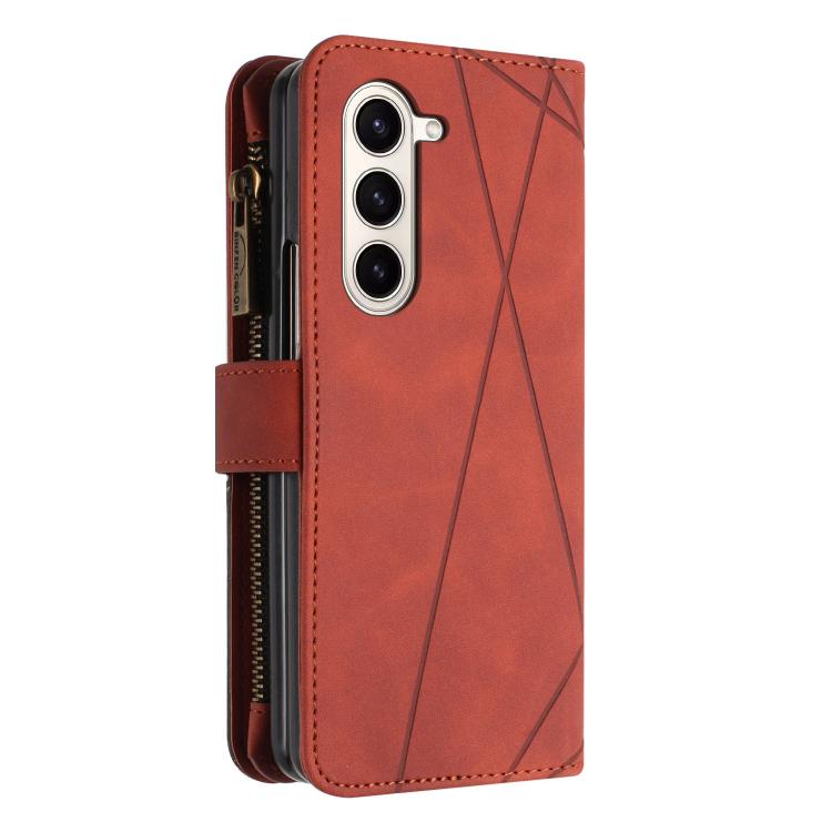 For Samsung Galaxy Z Fold7 Rhombus Texture Zipper Wallet Leather Phone Case