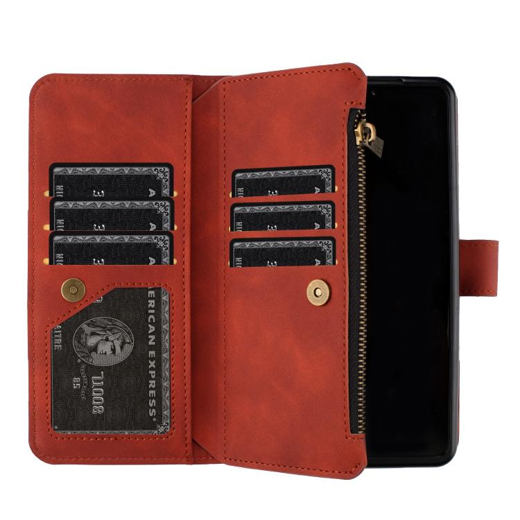 For Samsung Galaxy Z Fold7 Rhombus Texture Zipper Wallet Leather Phone Case