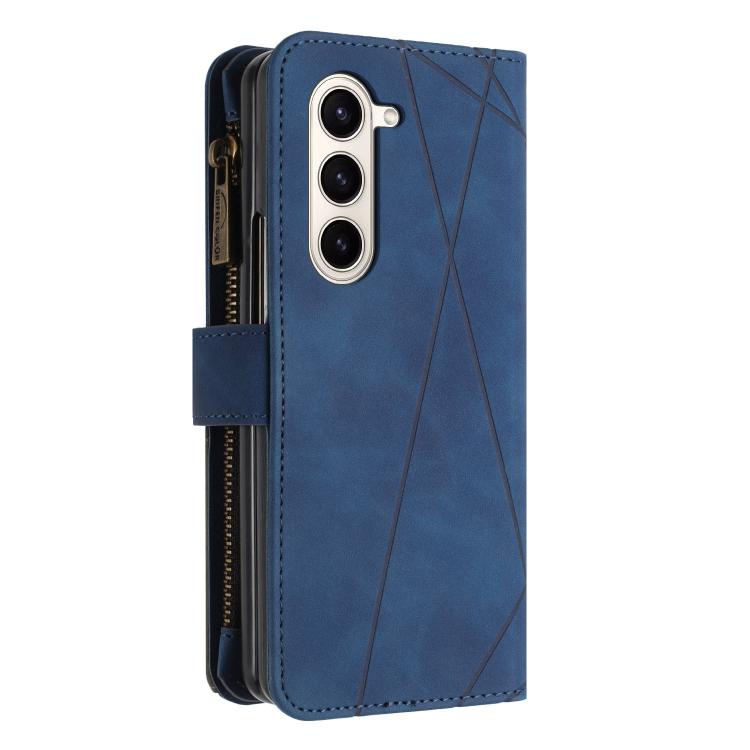 For Samsung Galaxy Z Fold7 Rhombus Texture Zipper Wallet Leather Phone Case
