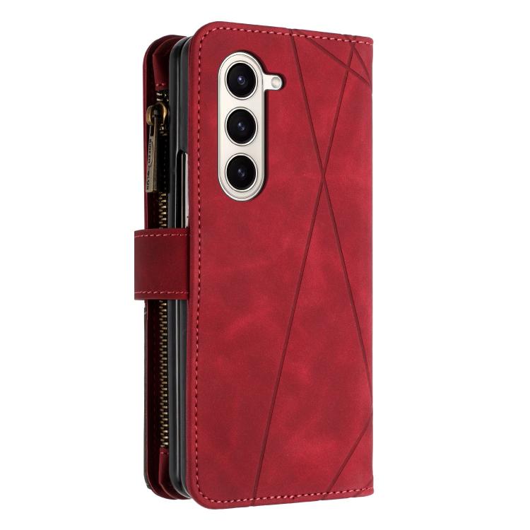For Samsung Galaxy Z Fold7 Rhombus Texture Zipper Wallet Leather Phone Case
