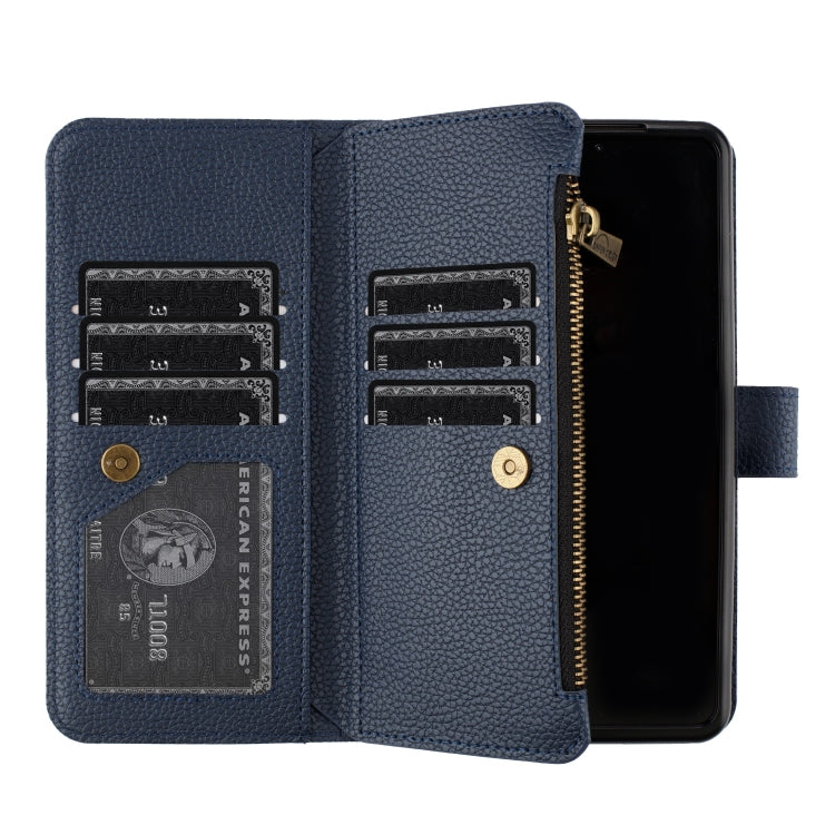 For Samsung Galaxy Z Fold5 Litchi Texture Zipper Wallet Leather Phone Case
