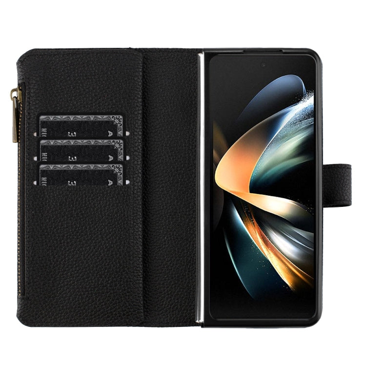 For Samsung Galaxy Z Fold4 Litchi Texture Zipper Wallet Leather Phone Case