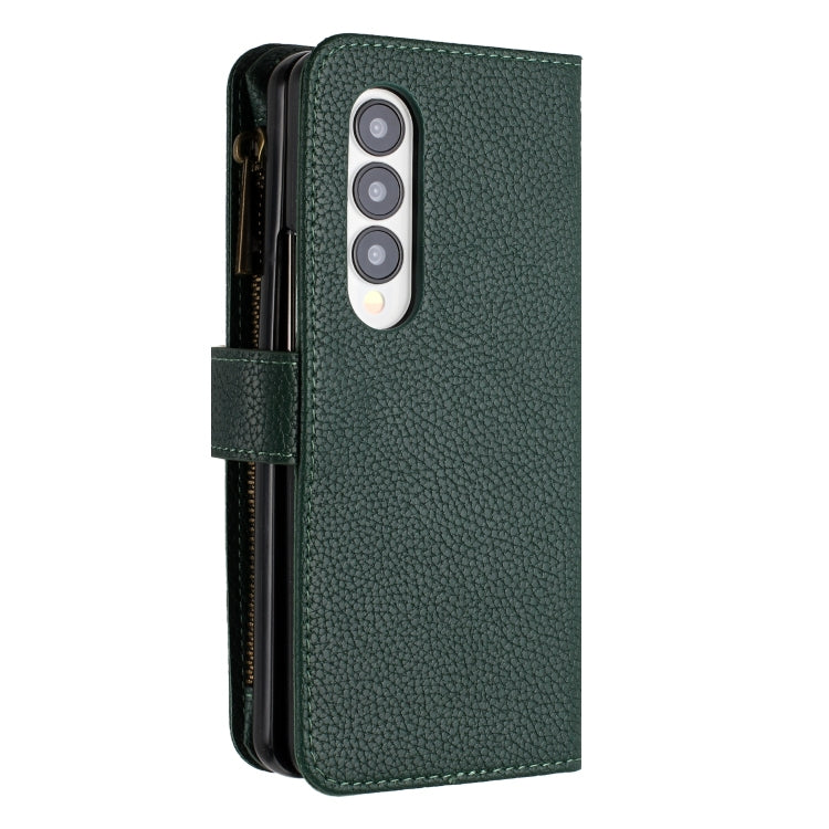 For Samsung Galaxy Z Fold4 Litchi Texture Zipper Wallet Leather Phone Case