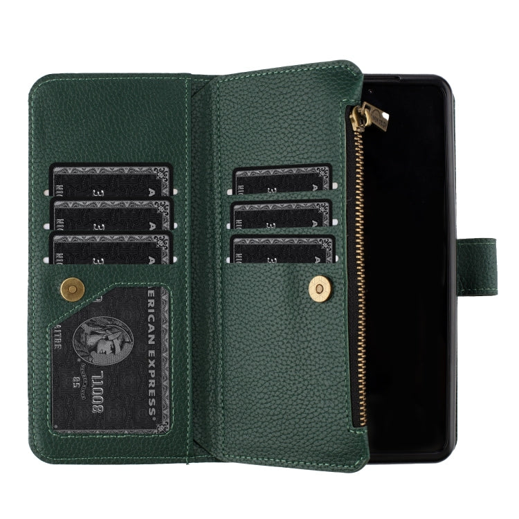 For Samsung Galaxy Z Fold4 Litchi Texture Zipper Wallet Leather Phone Case