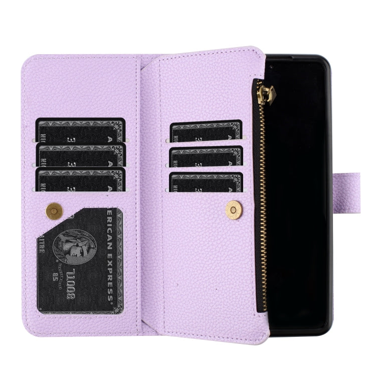 For Samsung Galaxy Z Fold4 Litchi Texture Zipper Wallet Leather Phone Case