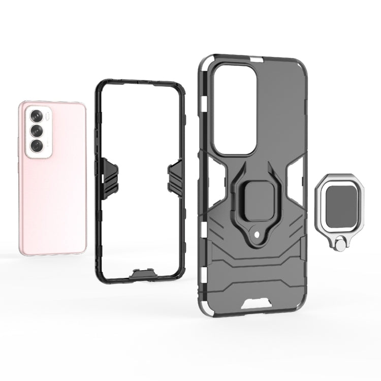 For OPPO Reno12 Global PC + TPU Shockproof Protective Phone Case with Magnetic Ring Holder