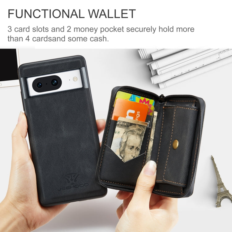 For Google Pixel 8 JEEHOOD Magnetic Zipper Wallet Phone Leather Case