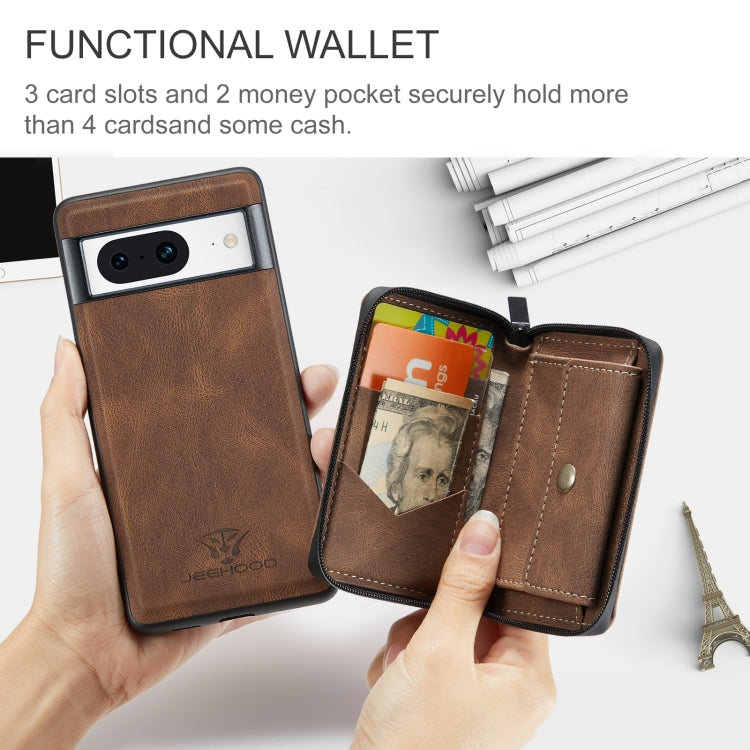 For Google Pixel 8 JEEHOOD Magnetic Zipper Wallet Phone Leather Case
