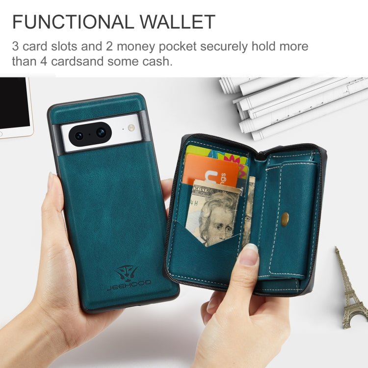 For Google Pixel 8 JEEHOOD Magnetic Zipper Wallet Phone Leather Case