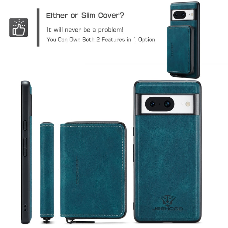 For Google Pixel 8 JEEHOOD Magnetic Zipper Wallet Phone Leather Case