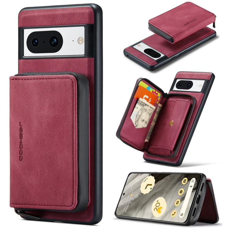For Google Pixel 8 JEEHOOD Magnetic Zipper Wallet Phone Leather Case