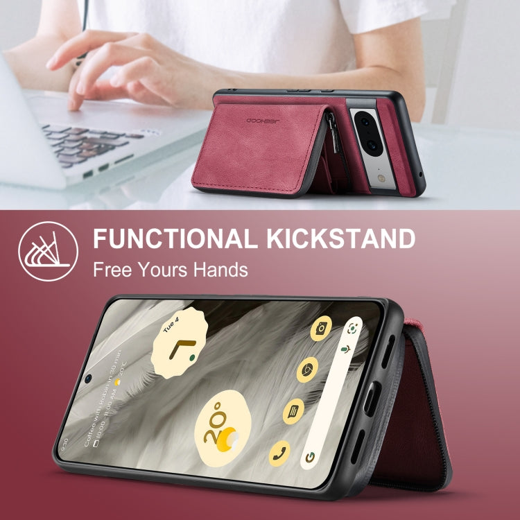 For Google Pixel 8 JEEHOOD Magnetic Zipper Wallet Phone Leather Case