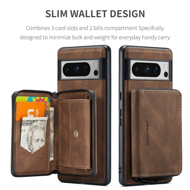 For Google Pixel 8 Pro JEEHOOD Magnetic Zipper Wallet Phone Leather Case
