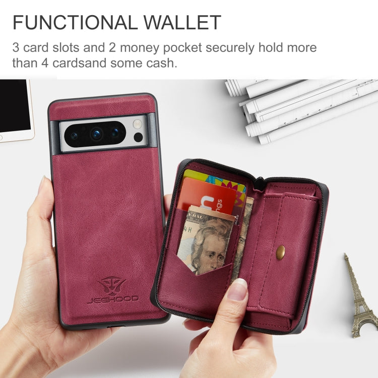 For Google Pixel 8 Pro JEEHOOD Magnetic Zipper Wallet Phone Leather Case