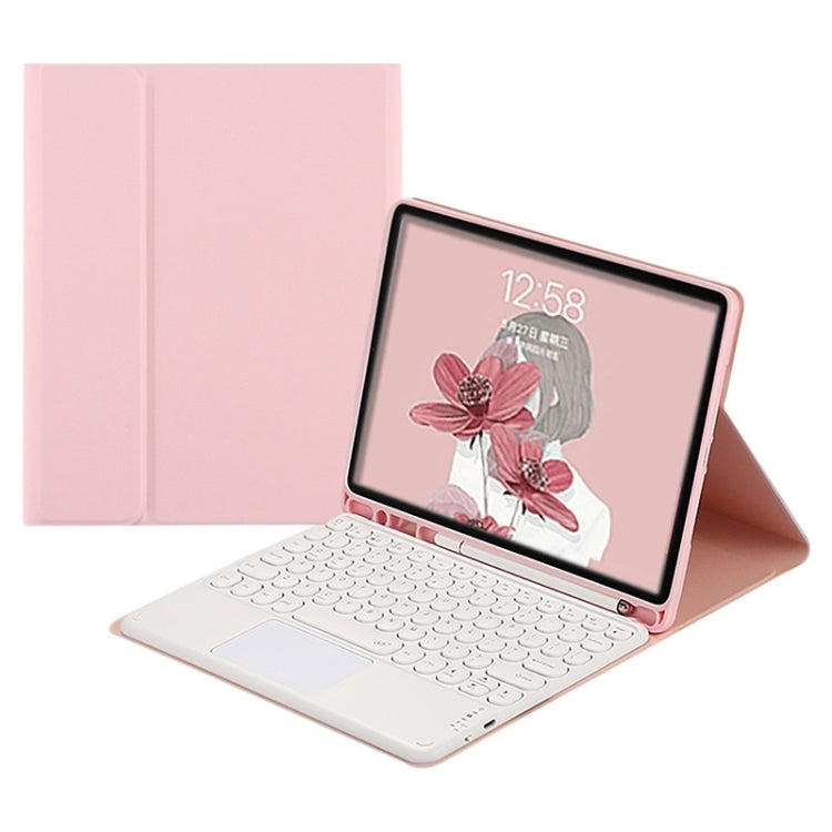 For Samsung Galaxy Tab S8+ / S7 FE / S7+ Round Cap Bluetooth Keyboard Leather Case with Pen Slot & Touchpad