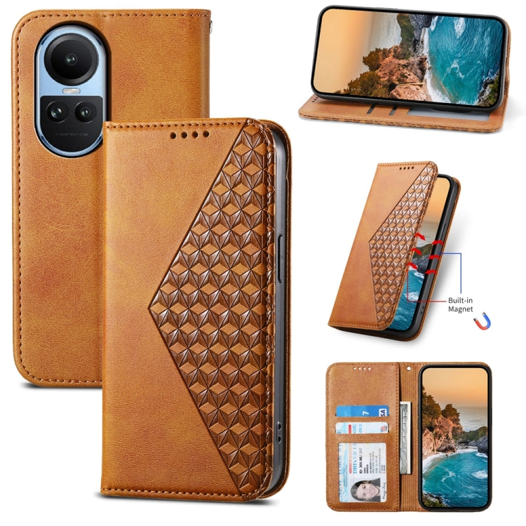 For OPPO Reno10 Global / Reno10 Pro Global Cubic Grid Calf Texture Magnetic Leather Phone Case