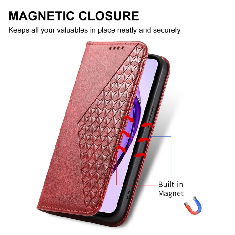 For OPPO A3 Pro 5G Cubic Grid Calf Texture Magnetic Leather Phone Case