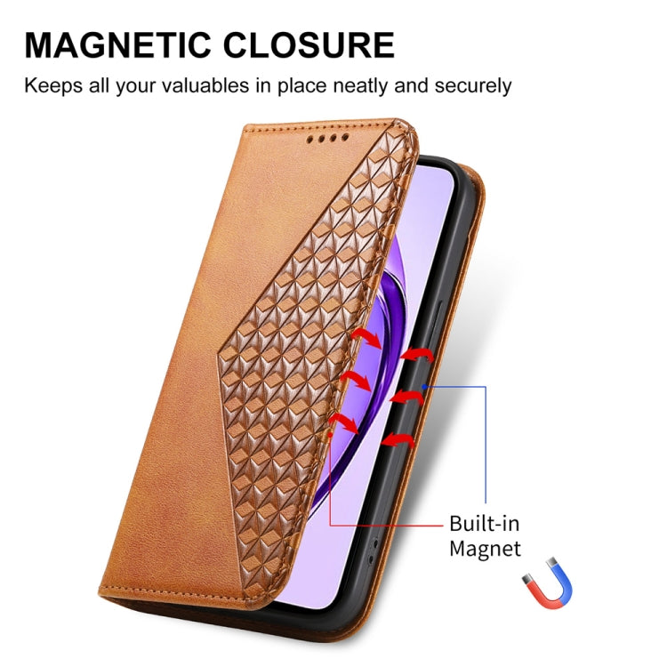 For OPPO A3 Pro 5G Cubic Grid Calf Texture Magnetic Leather Phone Case