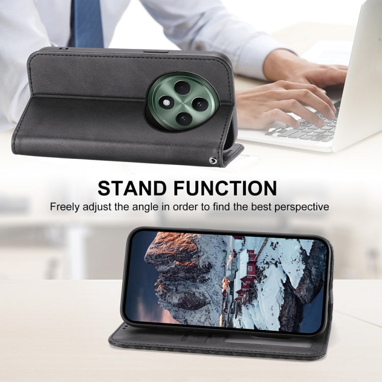 For OPPO Reno12 F 4G / 5G / F27 India Cubic Grid Calf Texture Magnetic Leather Phone Case