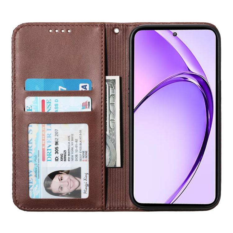 For OPPO Reno13 F 4G / 5G Cubic Grid Calf Texture Magnetic Leather Phone Case