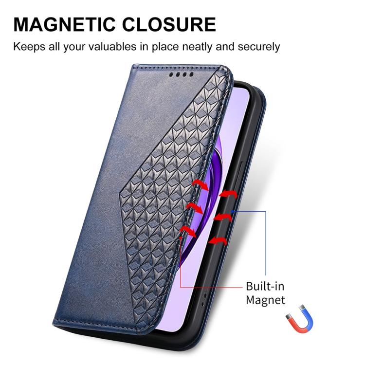 For OPPO Reno13 F 4G / 5G Cubic Grid Calf Texture Magnetic Leather Phone Case