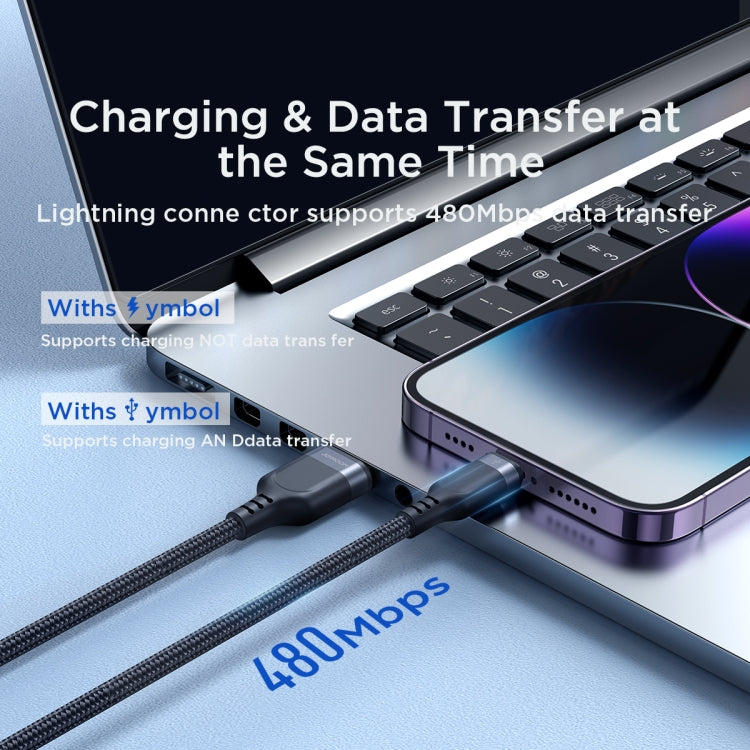 JOYROOM A18 3.5A USB to 8 Pin+USB-C/Type-C+Micro USB 3 in 1 Data Cable, Length: