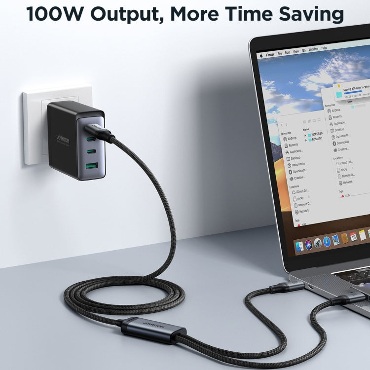 JOYROOM A21 100W Type-C to Dual Type-C 2 in 1 Charging Cable, Length: 1.5m(Black)